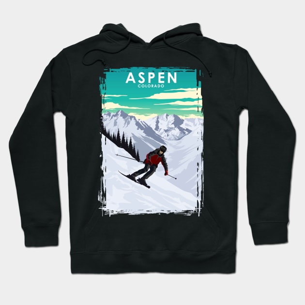 Aspen Colorado Ski Resort Hoodie by jornvanhezik